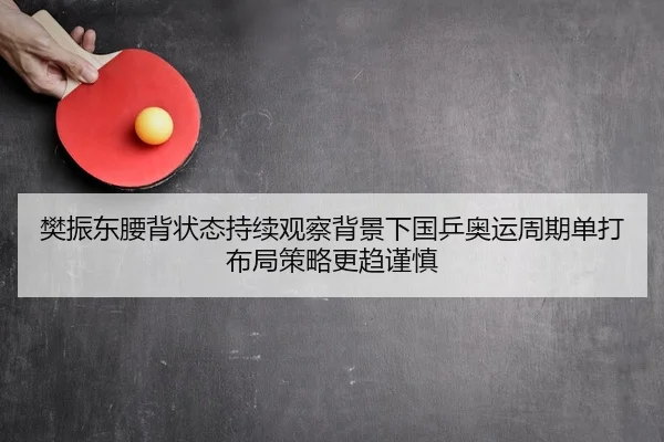 樊振东腰背状态持续观察背景下国乒奥运周期单打布局策略更趋谨慎